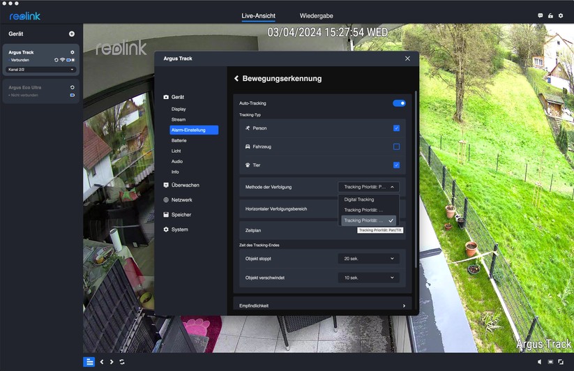 Reolink Argus Track: Konfiguration mit Desktop-App