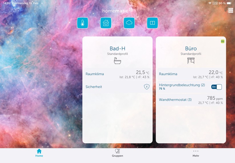 Die App von Homematic IP ist auch für Tablets optimiert. Damit lässt sich das Thermostat übersichtlicher bedienen als auf einem Smartphone.