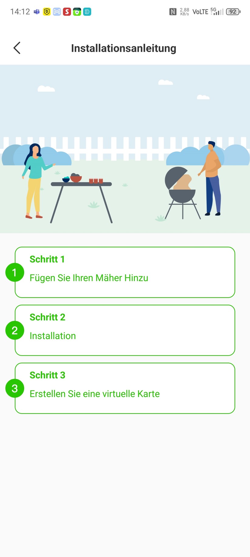 Roboup Raccoon 2 SE: Die Roboup-App liegt auf Deutsch und ist übersichtlich, sodass man den Mähroboter leicht konfigurieren und Zeitpläne erstellen kann.
