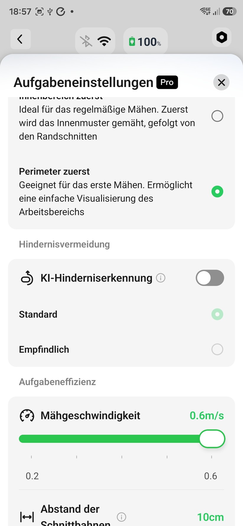Mammotion Luba Mini 2 AWD 1500: Die Mammotion-App bietet sehr viele nützliche Einstellungsmöglichkeiten.