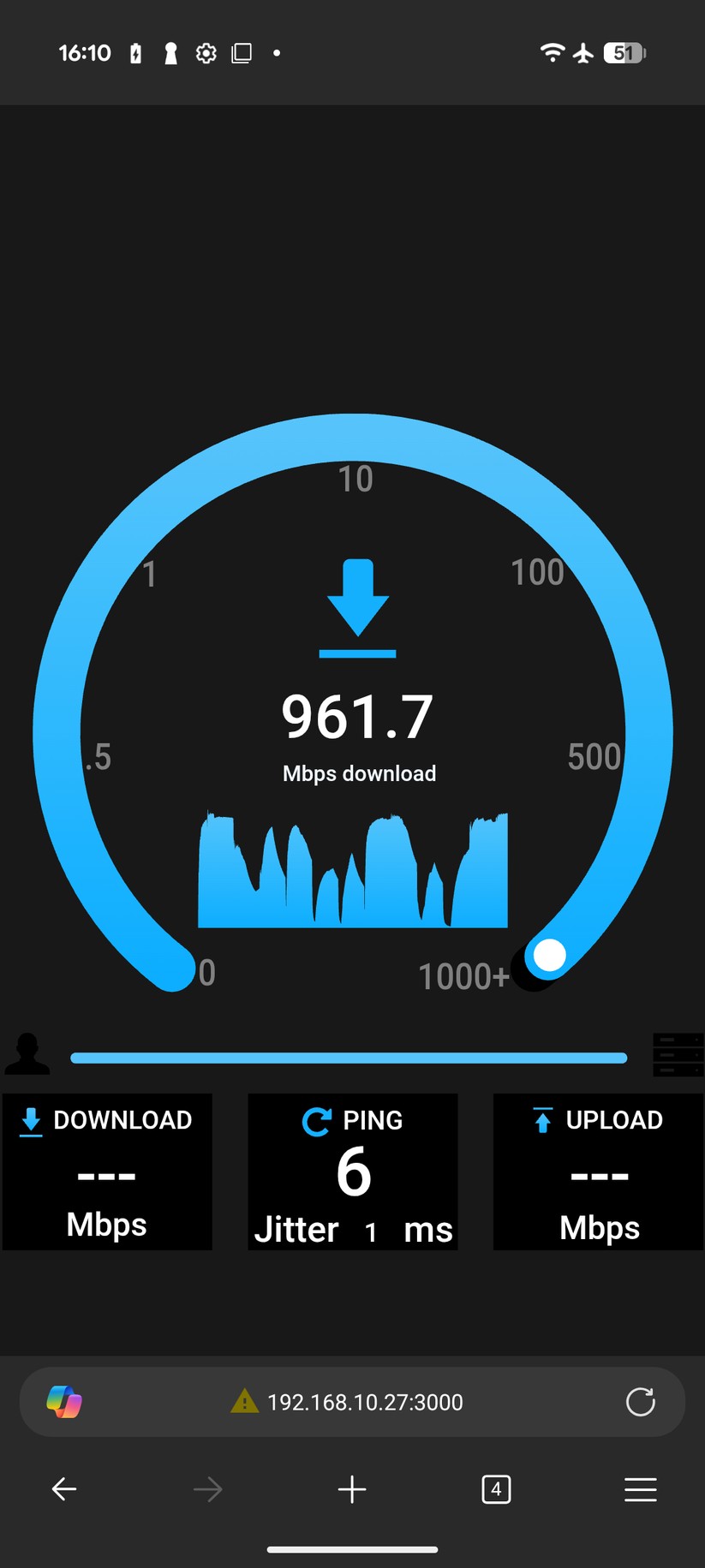MSI Roamii BE Lite – Tests: Wired Backhaul Pixel 10 Pro XL