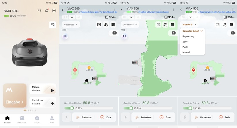 Über die Movahome-App lässt sich der Viax 500 steuern. Sie ist übersichtlich und lässt sich leicht bedienen.