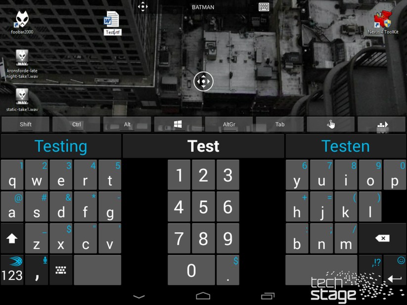 Das Tippen auf dem Computer erfolgt mit einer virtuellen Tastatur.