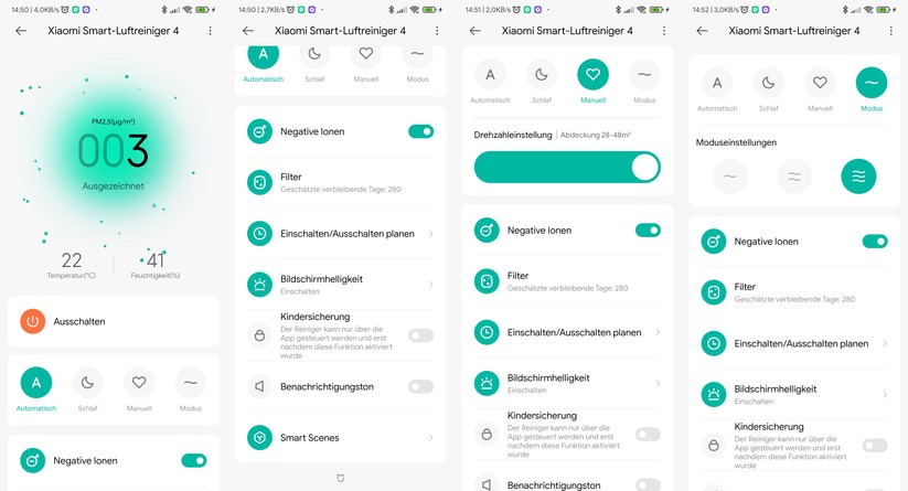  Mit der Xiaomi-Home-App können Anwender den Smart Air Purifier 4 umfassend konfigurieren, inklusive Möglichkeiten zur Automatisierung.