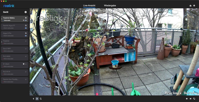 Reolink Trackmix Akku: App-Oberfläche und Beispiel-Bilder