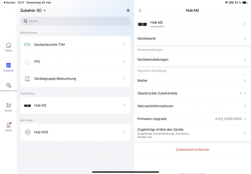 Aqara Deckenleuchte T1M: Einstellungen der Aqara-App