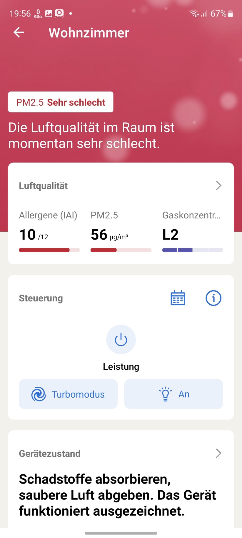 Philips AC3033/10: App, Einrichtung, Einstellungen