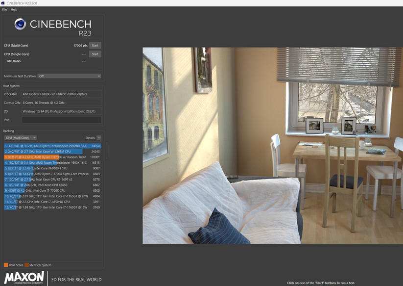 Minisforum MS-A1: Cinebench 23