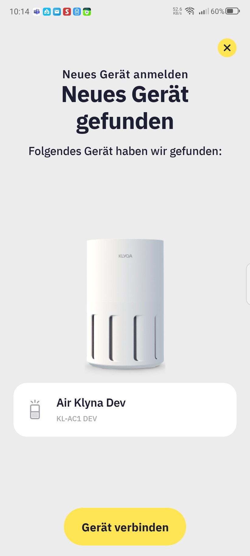 Klyqa Air Klyna S: App