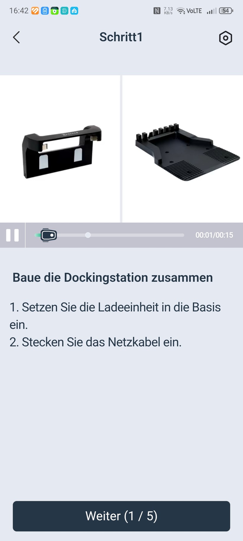 Die App bietet eine detaillierte Montageanleitung, sodass man das Handbuch dafür nicht benötigt.