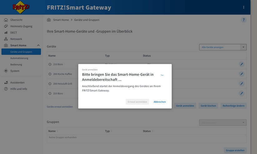 Fritz Smart Gateway: Anlernvorgang für Smart-Home-Geräte