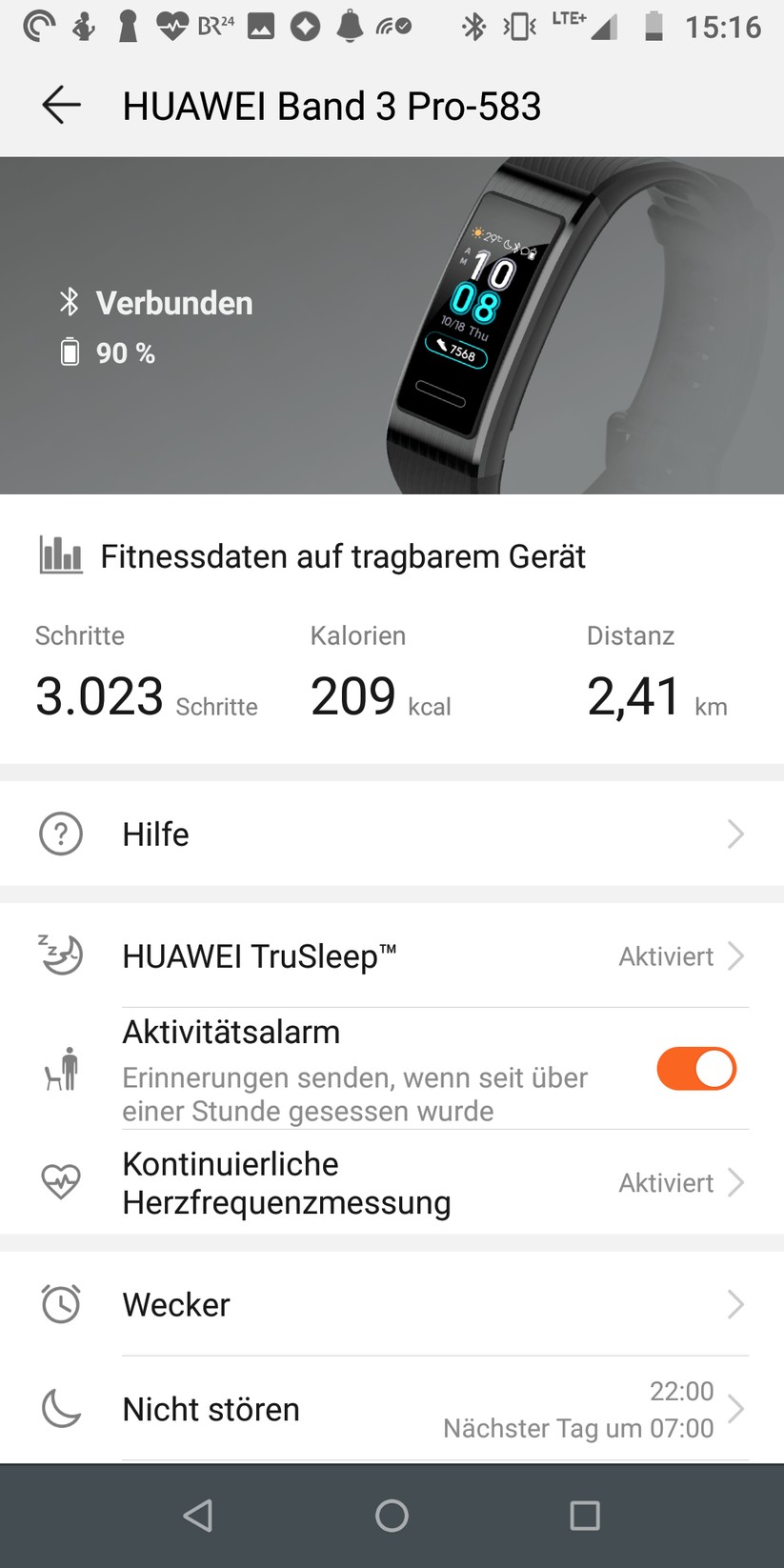Der Fitness-Tracker in der Huawei-App. 
