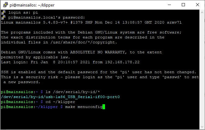 Einrichtung MainsailOS:
