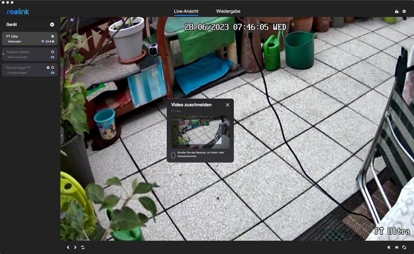 Reolink Argus PT Ultra: Einstellungen mit Desktop-App