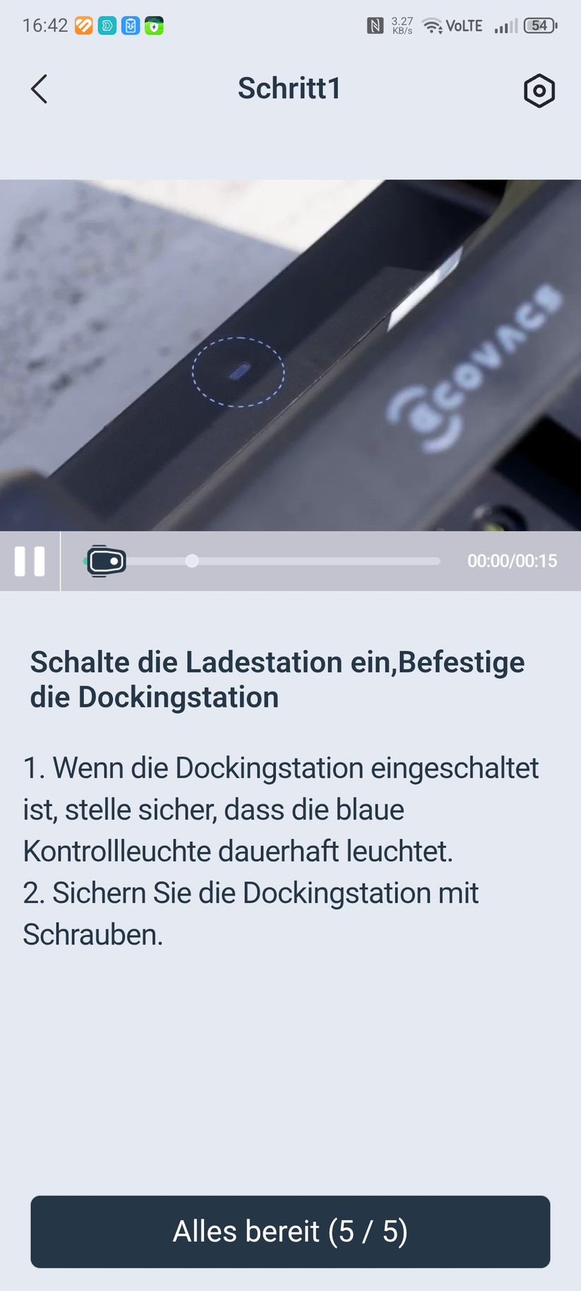 Die App bietet eine detaillierte Montageanleitung, sodass man das Handbuch dafür nicht benötigt.