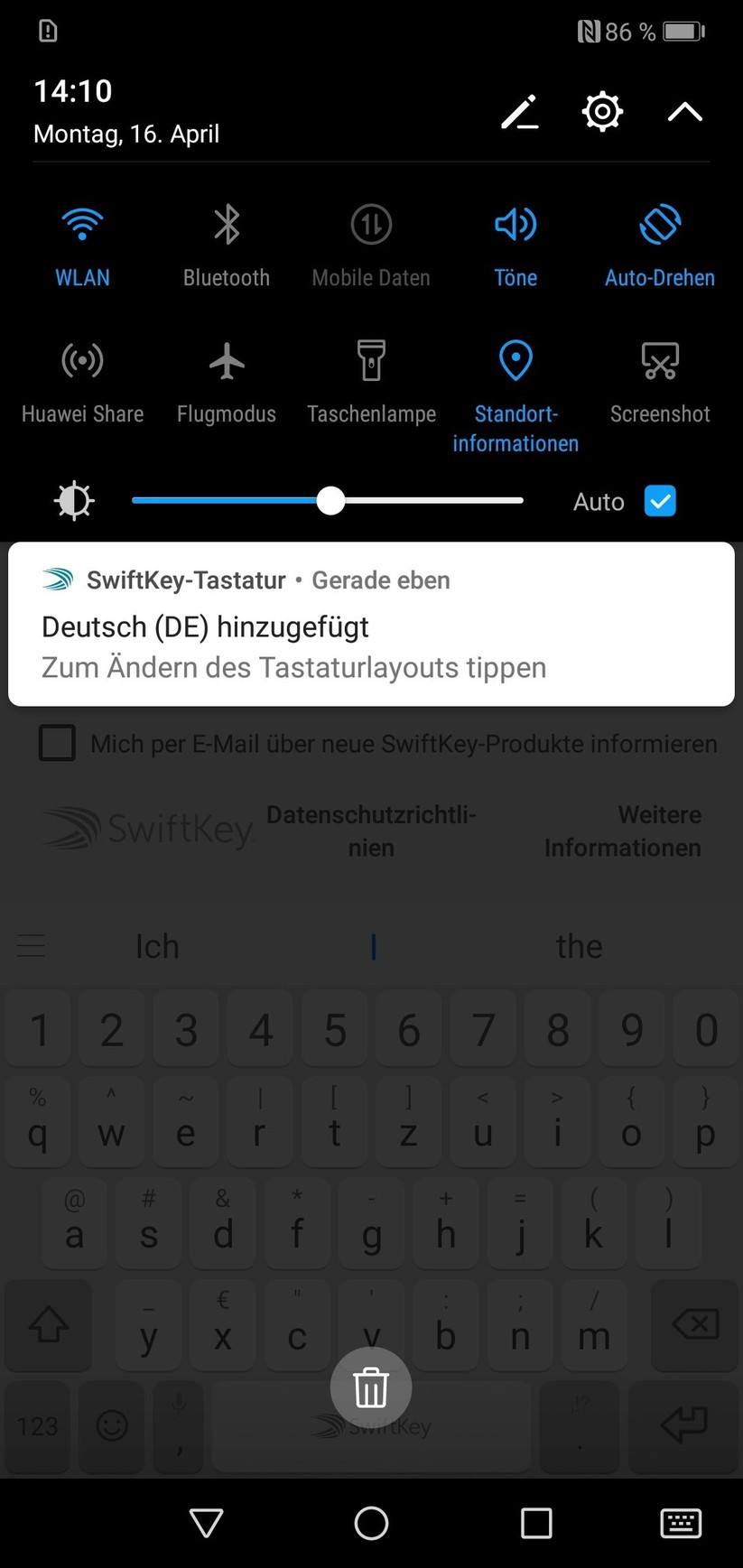 Benachrichtigungsleiste