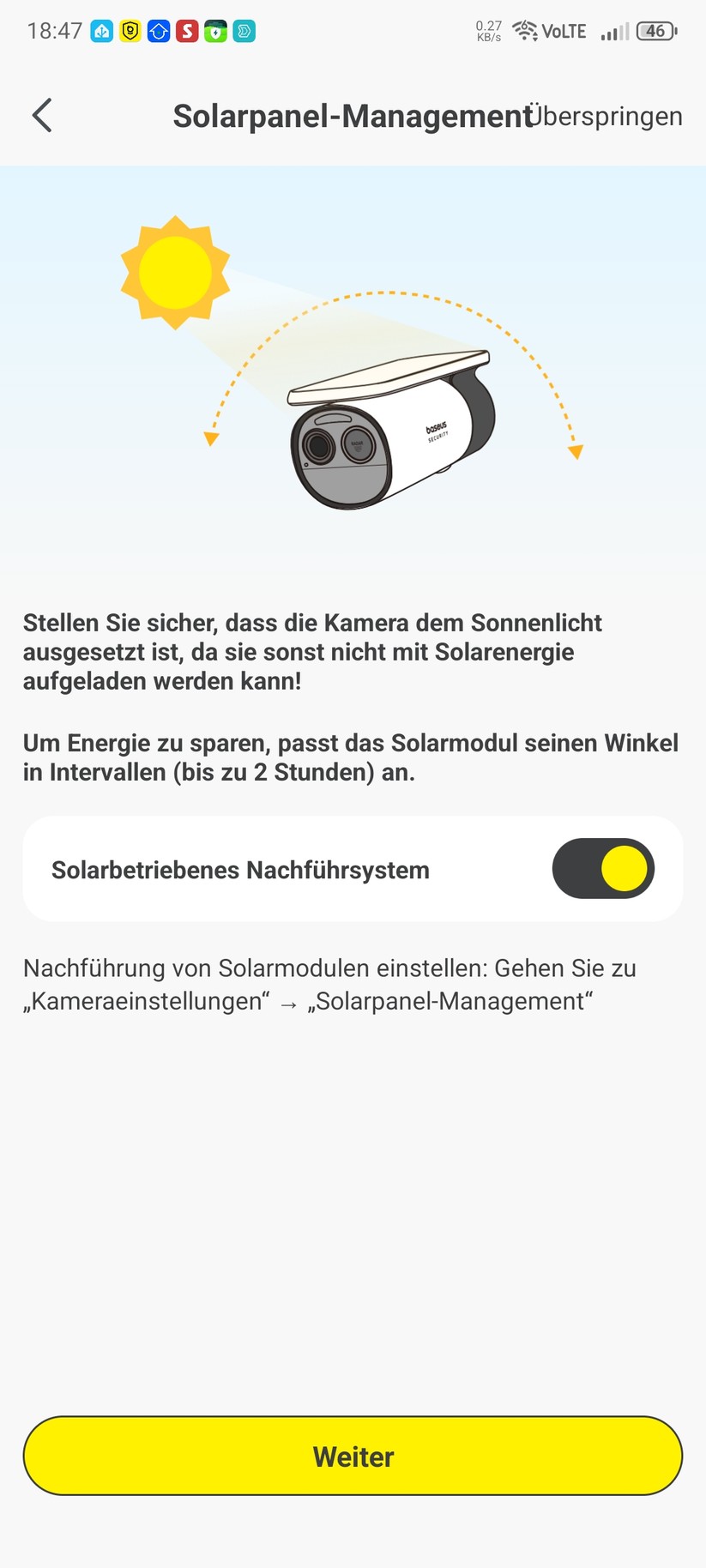 Die Inbetriebnahme der Überwachungskamera erfolgt mit der App Baseus Security