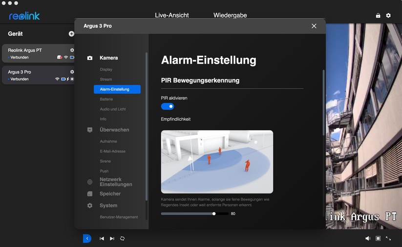 Reolink Argus 3 Pro: Desktop-App