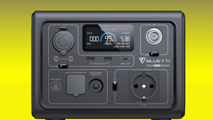 Die Bluetti EB3A mit übersichtlichem Display und Einstellungsmöglichkeiten per App.