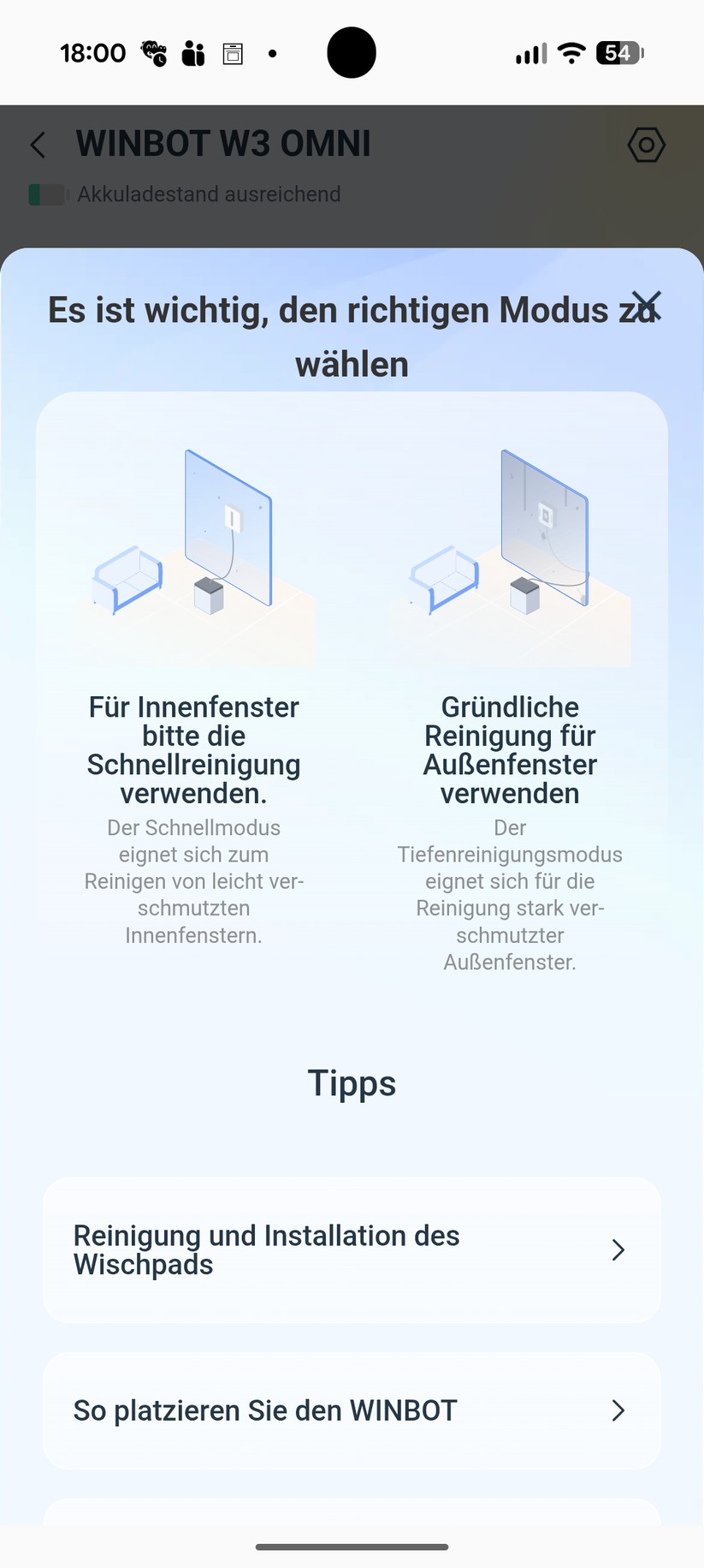 Ecovacs Winbot W3 Omni – App & Einrichtung
