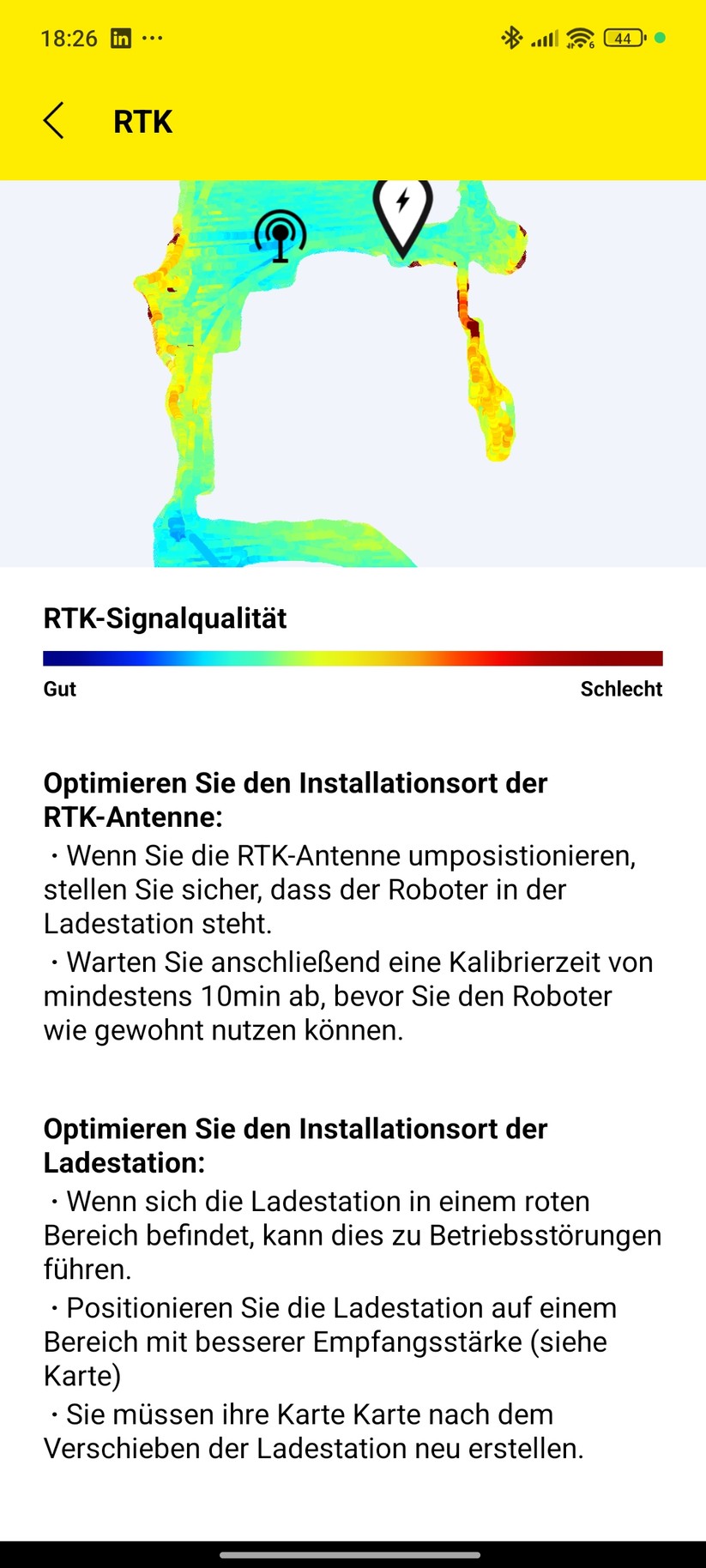 Mit der Kärcher-App Outdoor-Robots wird der RCX 6 in Betrieb genommen und gesteuert.