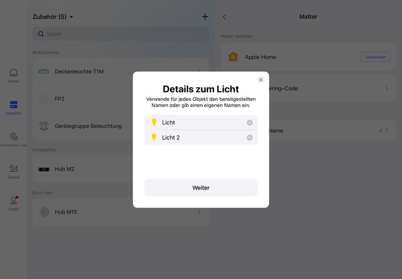Aqara Deckenleuchte T1M: Einstellungen der Aqara-App