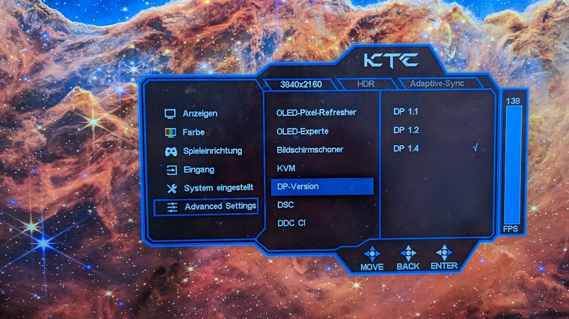 KTC G42P5 Einstellungen