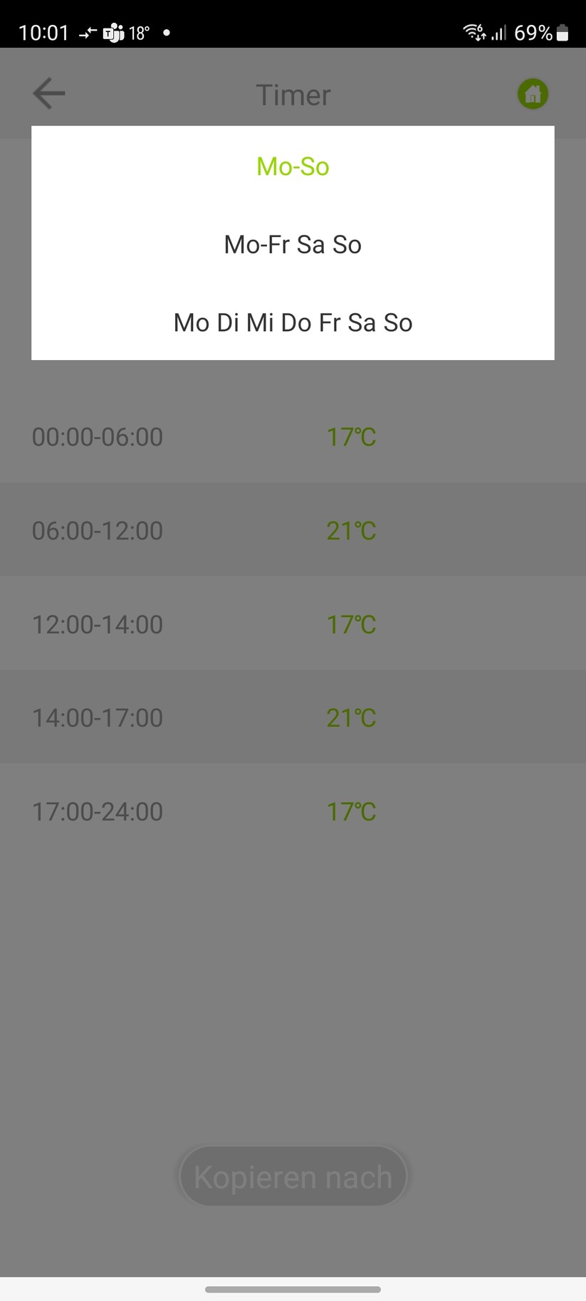  App-Einstellungen und Heizpläne