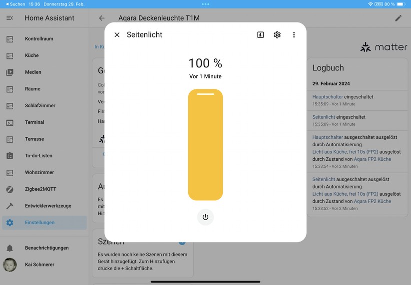 Dank Matter-Kompatibilität lässt sich die Aqara-Deckenleuchte unter anderem auch über Apple Home, Homey Pro und Home Assistant steuern. 