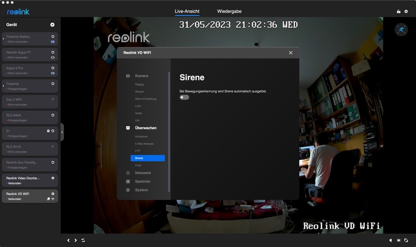 Reolink Video Doorbell WiFi/PoE: Desktop-App