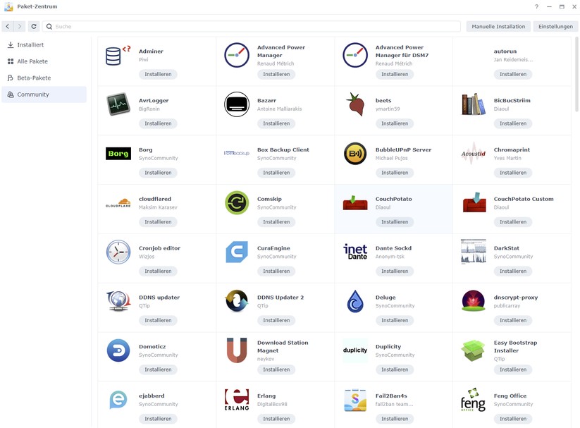 Die Community bei Synology bietet ebenfalls Zusatzpakete, mit denen sich die Funktionen von Synology NAS-Systemen deutlich erweitern lassen