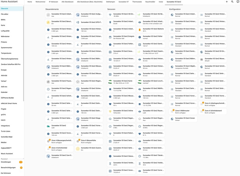 Die Community-Integration für Home Assistant bietet interessante Einblicke und eine Vielzahl an Steuerungsmöglichkeiten.