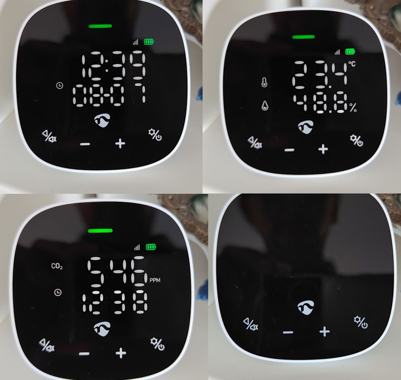 Der Nedis Smart Life Luftqualitätsmonitor misst CO₂, Temperatur und Luftfeuchte. Leider zeigt das Display die Werte nicht gleichzeitig an. Im Batteriebetrieb ist der Bildschirm die meiste Zeit deaktiviert.