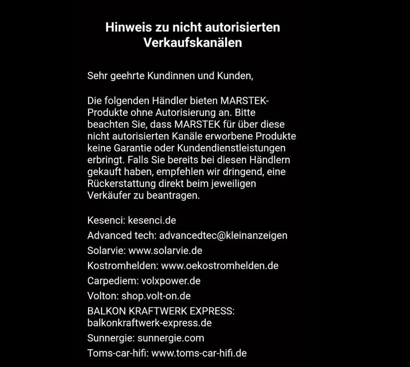 Per Mitteilung in der App warnt der Hersteller vor nicht-autorisierten Händler. Der Kauf über diese kann zu Problemen mit der Garantie führen.