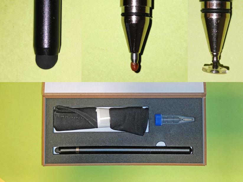 Dieser Stift kommt mit gleich drei verschiedenen Spitzen und einem praktischen Zeichenhandschuh.