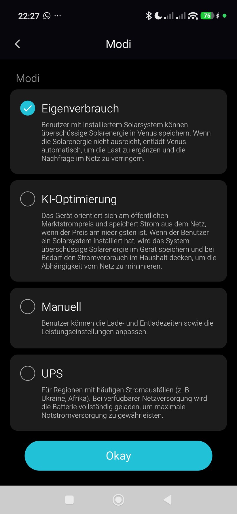 Die Marstek-App erlaubt eine einfache Steuerung des Venus Mini E und liefert Daten zum Betriebsgeschehen.