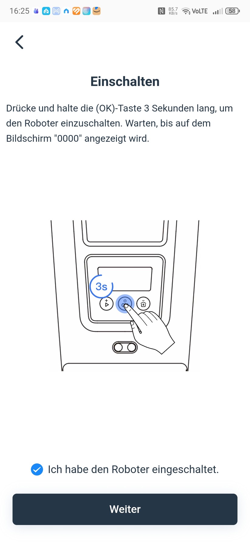 Ecovacs-App: Die Einrichtung des Goat A3000 LiDAR Pro ist schnell abgeschlossen.