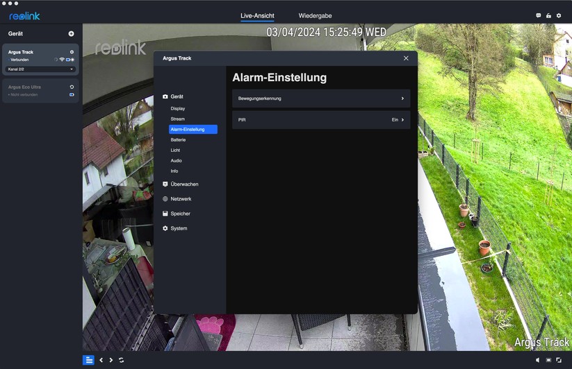 Reolink Argus Track: Konfiguration mit Desktop-App