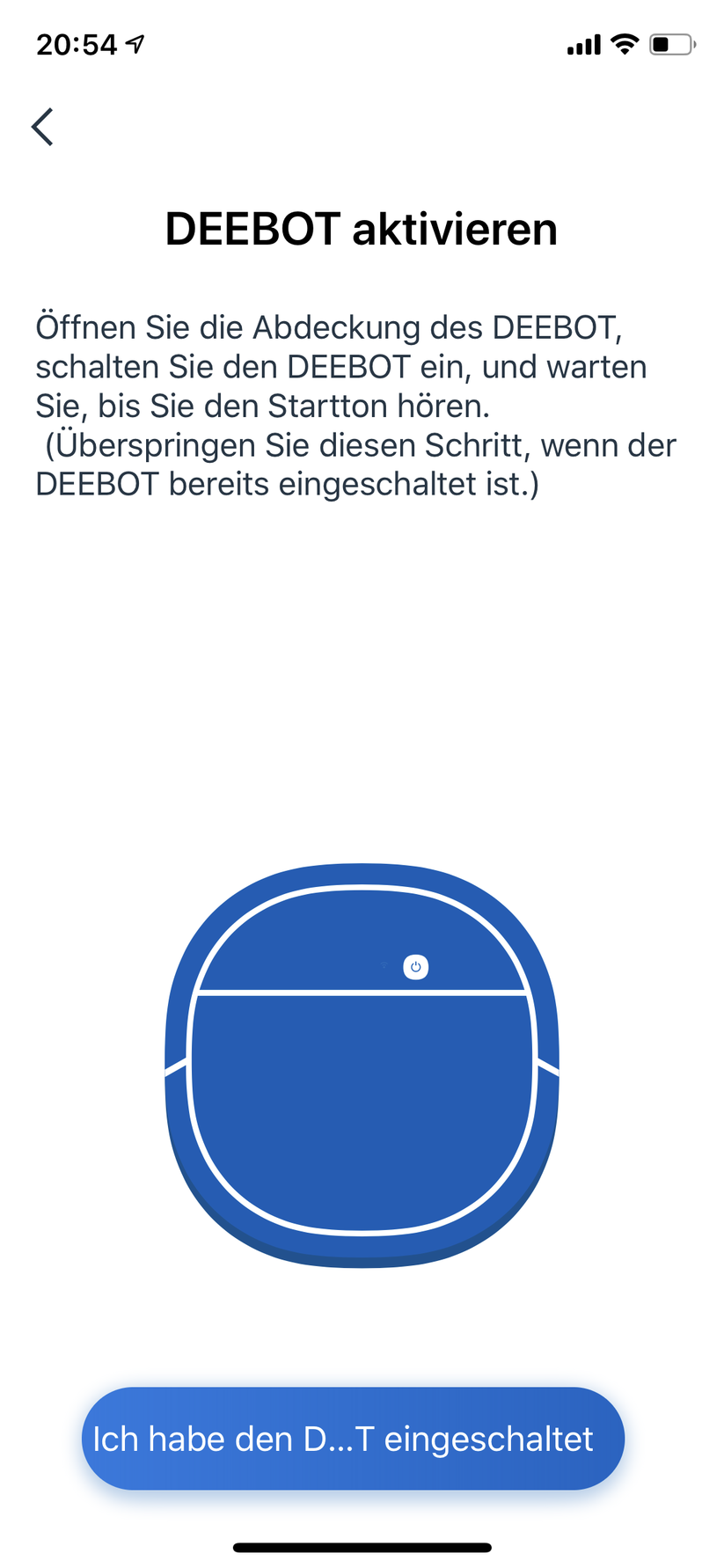 Ton und Knopf bestätigen die Identifikation beim Einrichten