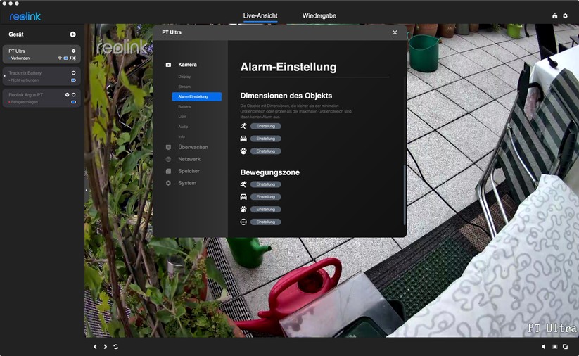 Reolink Argus PT Ultra: Einstellungen mit Desktop-App