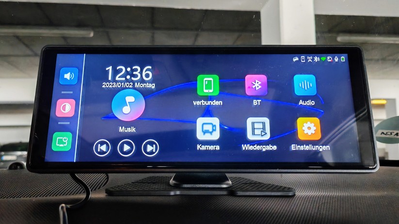 Lescars IPS-HD-Touchscreen mit Dashcam für Android Auto & Apple Carplay
