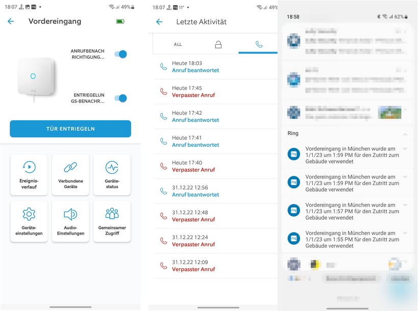Ring Intercom: App, Verlauf, Benachrichtigungen