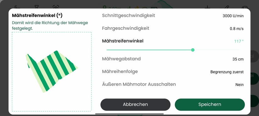  Einstellung der Mährichtung