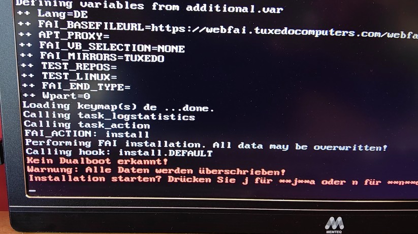 Tuxedo Nano Pro: Installation auf Basis des mitgelieferten USB-Stick Tuxedo Web FAI