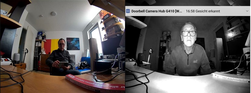 Die Bildqualität des Aqara Camera Hub G410 ist bei hellen Bedingungen insgesamt gut. Bei Dunkelheit sind die Aufnahmen teilweise etwas überbelichtet. Eine zusätzliche LED hat die Video-Türklingel nicht zu bieten. Aufnahmen bei Dunkelheit sind daher schwarz-weiß.