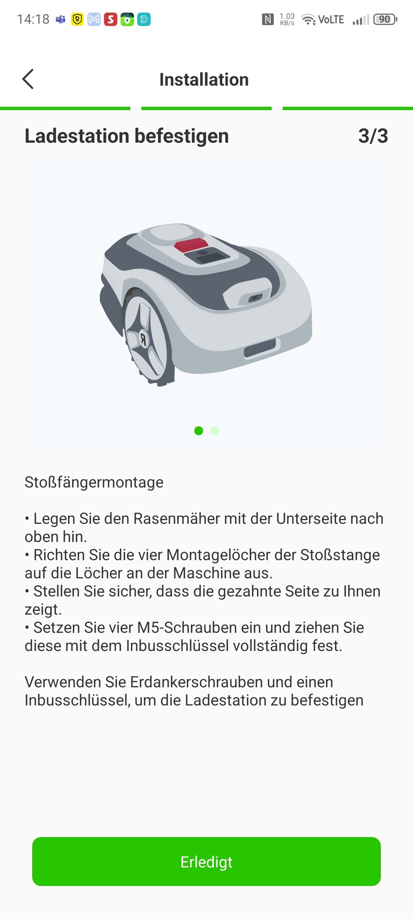 Roboup Raccoon 2 SE: Die Roboup-App liegt auf Deutsch und ist übersichtlich, sodass man den Mähroboter leicht konfigurieren und Zeitpläne erstellen kann.