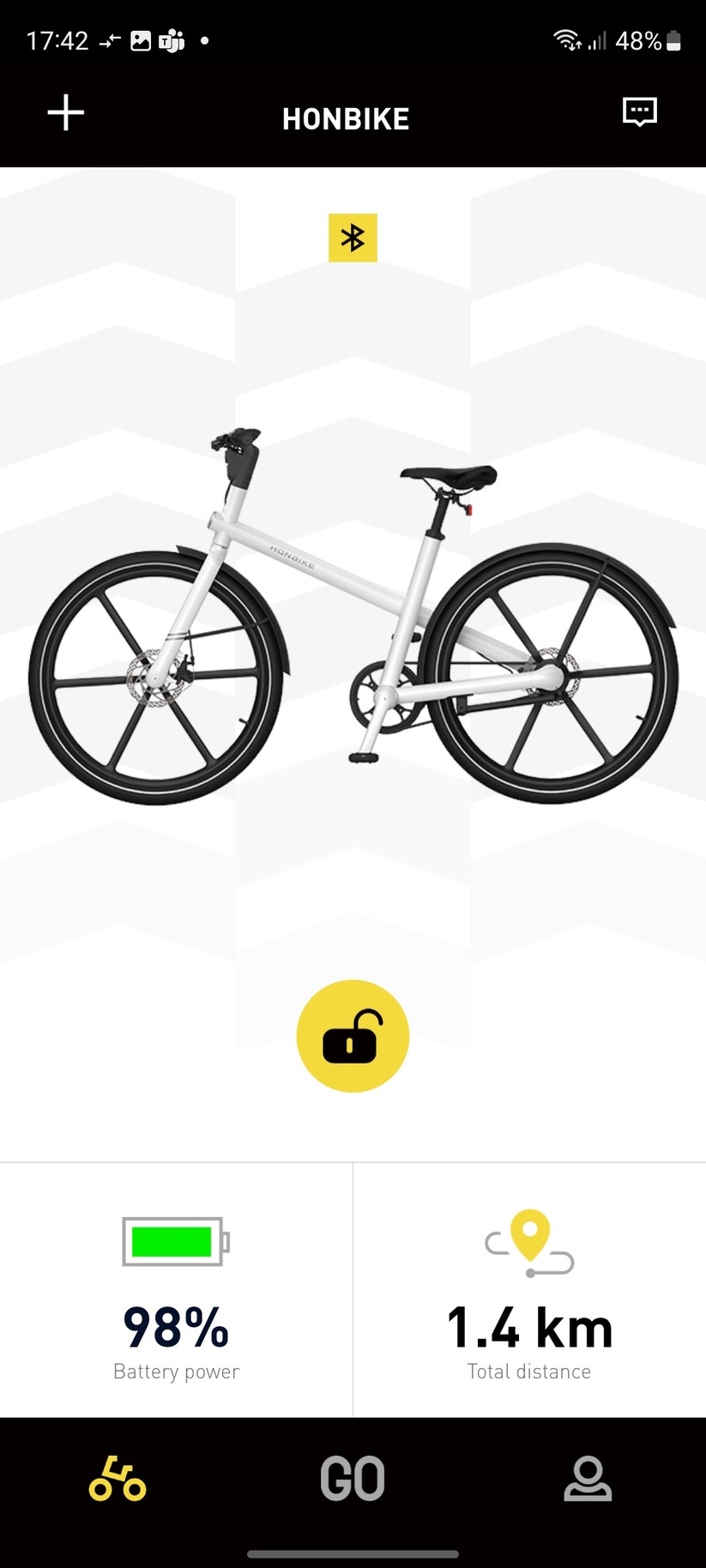Honbike Uni 4: Mit der App kann man das E-Bike abschließen.