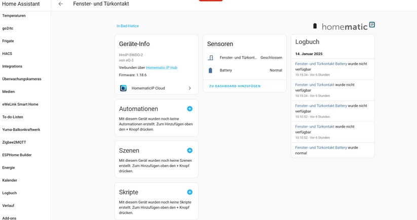 Homematic IP Pure: Integration in Home Assistant