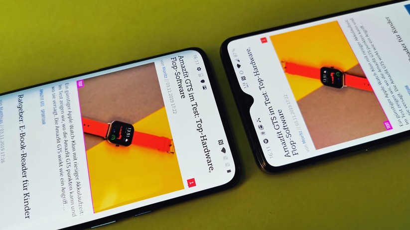 Pro (links) ohne, 7T mit Notch