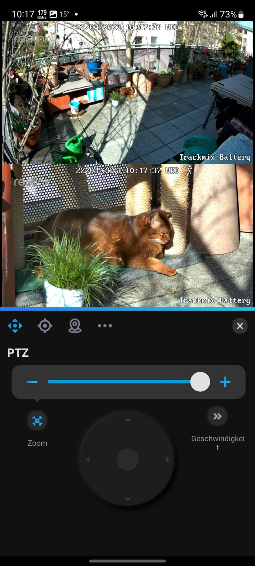 Reolink Trackmix Akku: App-Oberfläche und Beispiel-Bilder
